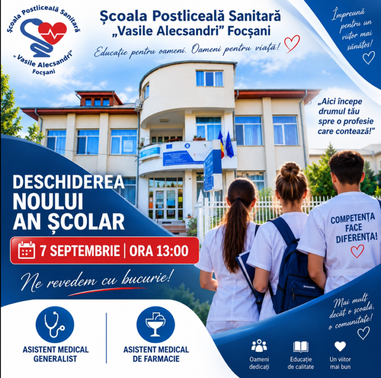 Deschiderea noului an școlar la Școala Postliceală Sanitară „Vasile Alecsandri” Focșani